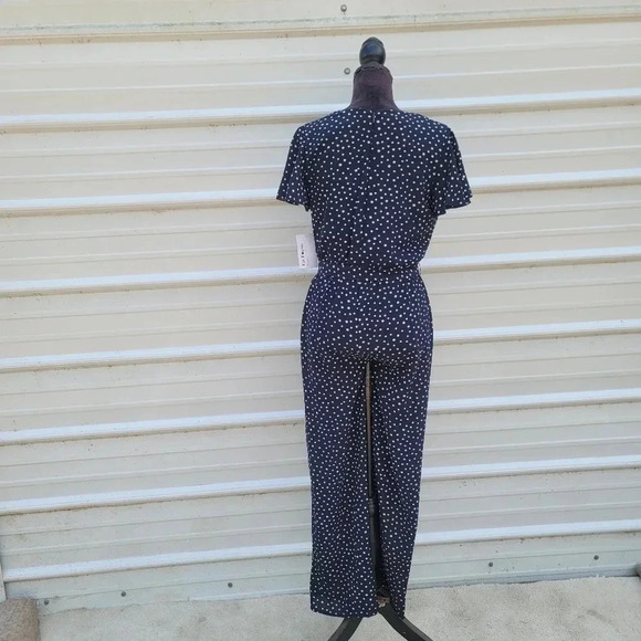 NWT En Focus Studio Women Navy Blue Polka Dot V-Neck Jumpsuit sz 6 - Picture 5 of 12